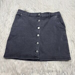 Roxy Women's M Black Denim Button Front Mini Skirt